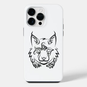 Coque Pour Pour iPhone 14 Pro Max Lynx tribal noir et blanc