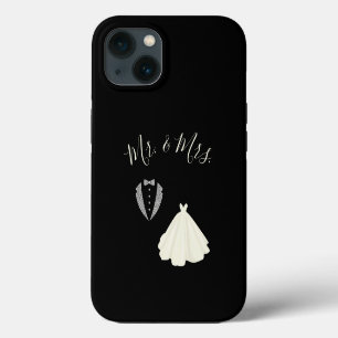 Etui iPhone 13 M. Mme Noir Blanc Mariage