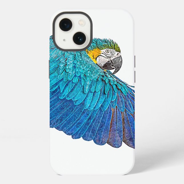 Coque iPhone Macao bleu et jaune (Verso)