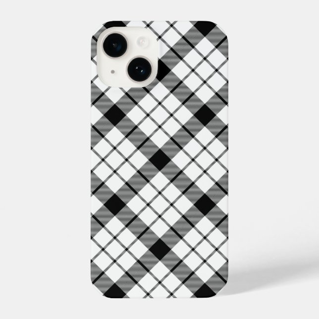 Coque iPhone MacFarlane tartan noir blanc plaid (Verso)