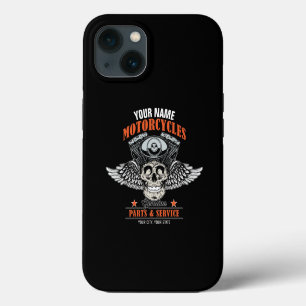 Etui iPhone 13 Magasin de moto de crâne volant de motard personna