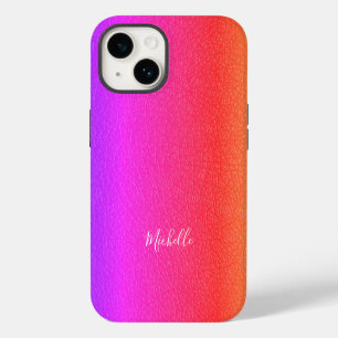 Coque Pour iPhone 14 Magenta rose blanc nom de script personnalisé