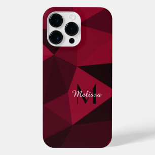 Coque Pour Pour iPhone 14 Pro Max Magenta rose rouge noir géométrie motif Monogramme
