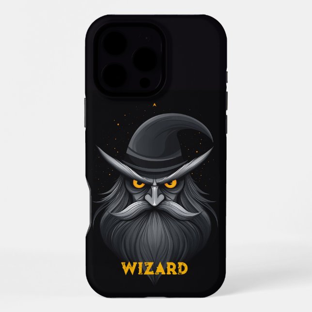 Coque iPhone Magicien en colère noir (Verso)