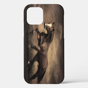 Coque iPhone 12 Pro Magnifique coussin de cheval brun