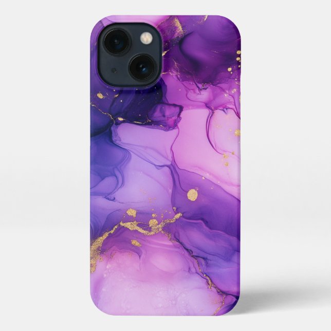 Coque iPhone Magnifique étui de téléphone rose et violet alcool (Verso)