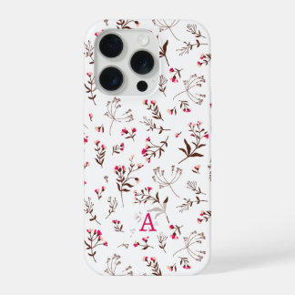 Coque iPhone 15 Pro Magnifique Fleur Sauvage Initiale élégante