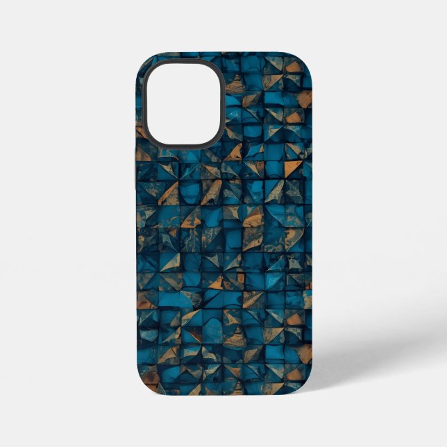 Coque iPhone Magnifique motif patchwork "Look" en sarcelle fonc (Verso)