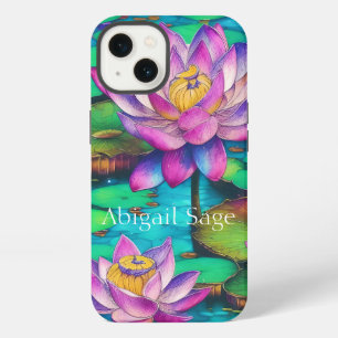 Etui iPhone 13 Magnifique scène de fleurs rose Lotus personnalisé