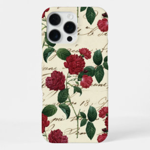 Coque iPhone 16 Pro Max Magnifiques roses rouges et écriture manuscrite cl