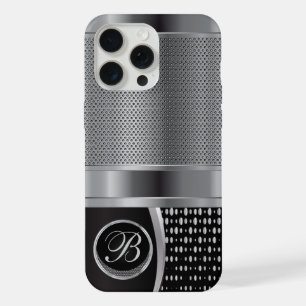 Coque iPhone 15 Pro Max Maillage métallique noir et argent