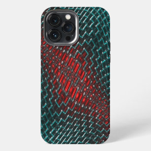 Etui iPhone 13 Pro Max Maillage torsadé numérique de fil cyan voyant sur