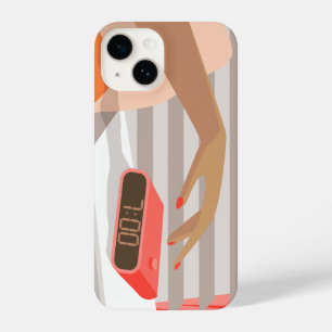 Coque Pour iPhone 14 Main des femmes poussant le bouton snooze du révei
