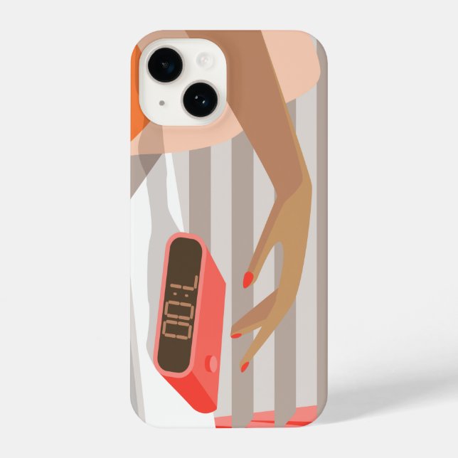 Coque iPhone Main des femmes poussant le bouton snooze du révei (Verso)