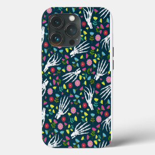 Etui iPhone 13 Pro Mains de squelette de la fête des morts Floral Noi