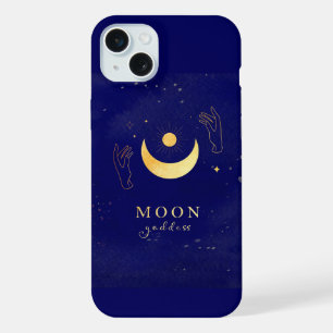 Coque iPhone 15 Plus Mains d'or avec déesse de lune