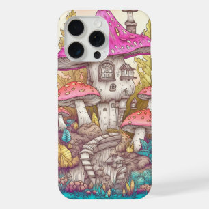 Coque iPhone 15 Pro Max Maison Champignon Colorée et Mignonne Art