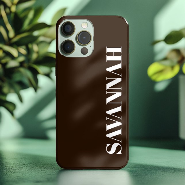Coque iPhone Maison de ferme Brun nom personnalisé simple  (Créateur téléchargé)