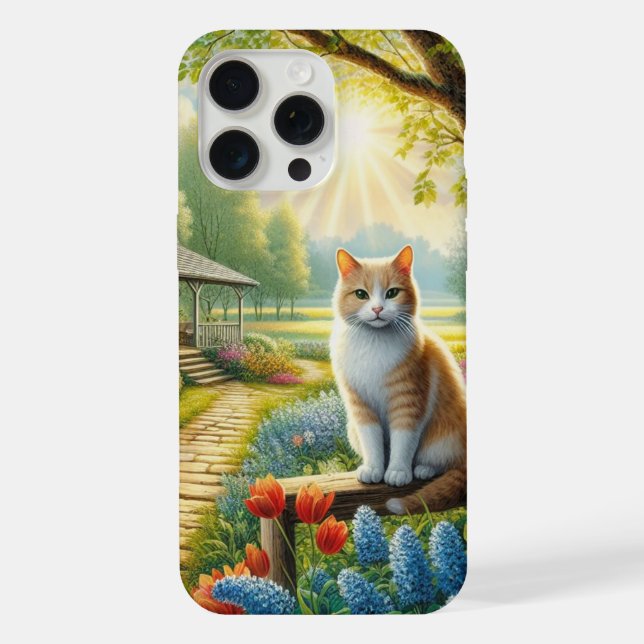 Coque iPhone Maison de printemps/jardin & chat (Verso)