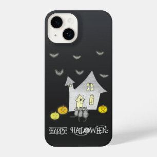 Coque Pour iPhone 14 Maison d'Halloween, Chats noirs, Chats, Chauves-so
