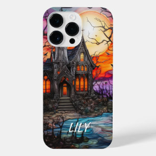 Coque Pour Pour iPhone 14 Pro Max MAISON éffrayante GOTHIQUE EN VERRE STAINÉ HALLOWE