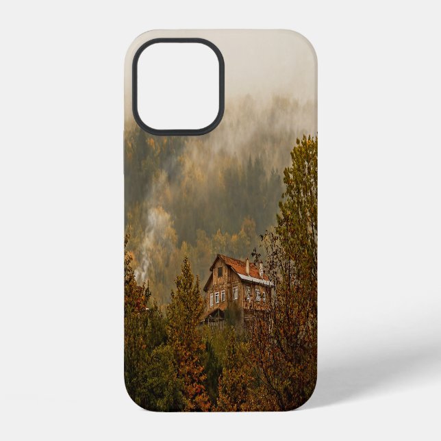 Coque iPhone Maison en bois de forêt : Scène tranquille (Verso)