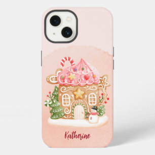 Etui iPhone 13 Maison en pain d'épice aquarelle nom personnalisé