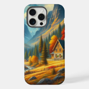 Coque iPhone 15 Pro Max Maison rustique d'automne en montagne & rivière