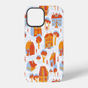 Coque iPhone 12 Maisons de ville mignonnes : Doodle vintage