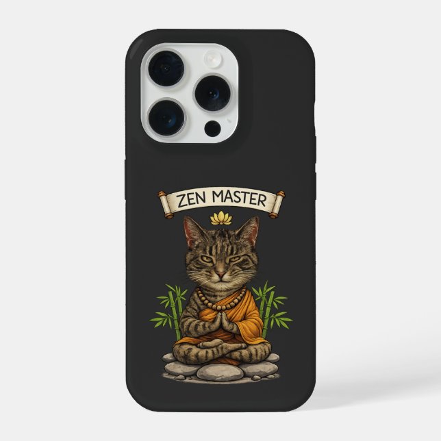 Coque iPhone Maître Zen Chat Drôle Gris Tabby Chat Cadeau  (Verso)