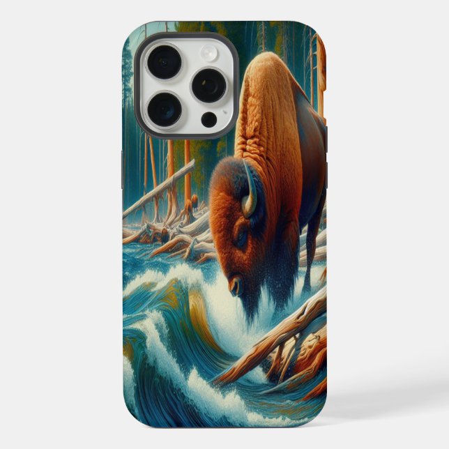 Coque iPhone Majestic Bison Wading (Verso)