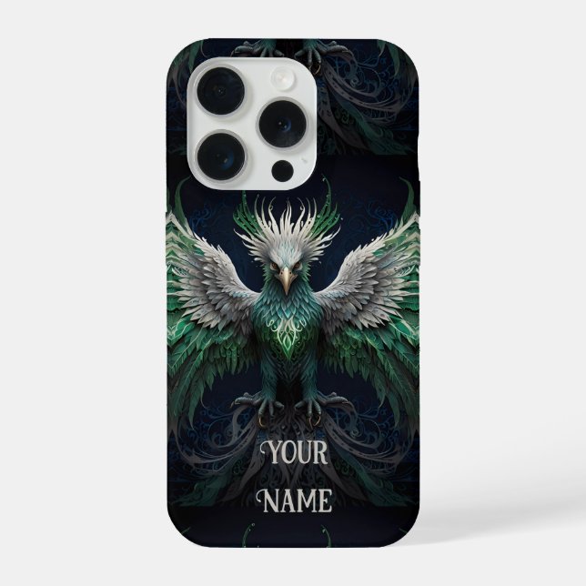 Coque iPhone Majestic Green & White Phoenix Bird (Verso)