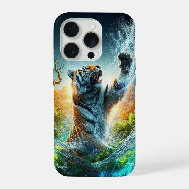 Coque iPhone Majestic Tiger Rising from Water (Verso)