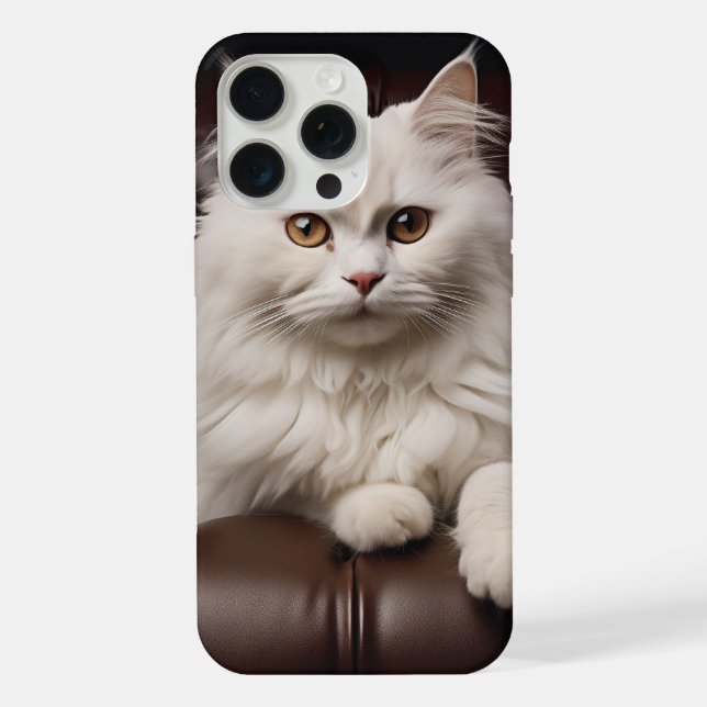 Coque iPhone Majestic white cat (Verso)