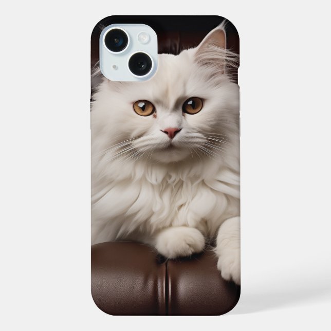 Coque iPhone Majestic white cat (Verso)
