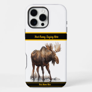 Coque iPhone 16 Pro Max Majestueux orignal errant dans un paysage enneigé