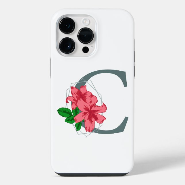 Coque iPhone Majuscule C monogramme floral (Verso)