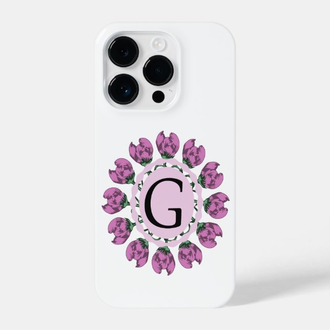 Coque iPhone Majuscule G monogramme floral (Verso)