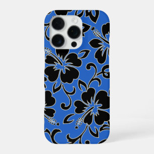 Coque iPhone 16 Pro Malia Hibiscus Floral Hawaïen Royal et Noir