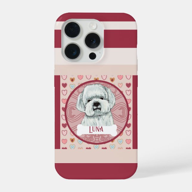 Coque iPhone Maltese + name Valentine Heart iPhone 11 Pro Case  (Verso)