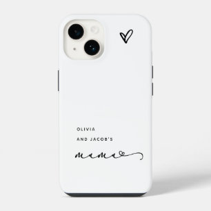 Coque Pour iPhone 14 Mama Écriture Chic et Cœur avec les prénoms des