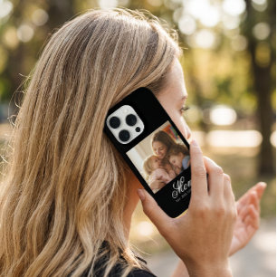 Coque iPhone 15 Pro Maman a établi un script élégant blanc Photo