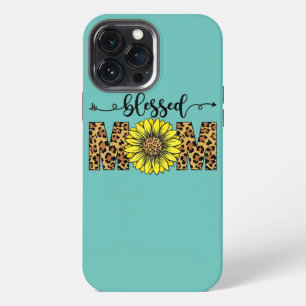 Etui iPhone 13 Pro Max Maman bénie Tournesol Léopard Bonne Fête des Mères