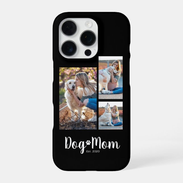 Coque iPhone Maman Chien Établi Script Noir 3 Photo  (Verso)
