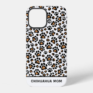Coque iPhone 12 Maman Chihuahua avec empreinte de patte léopard