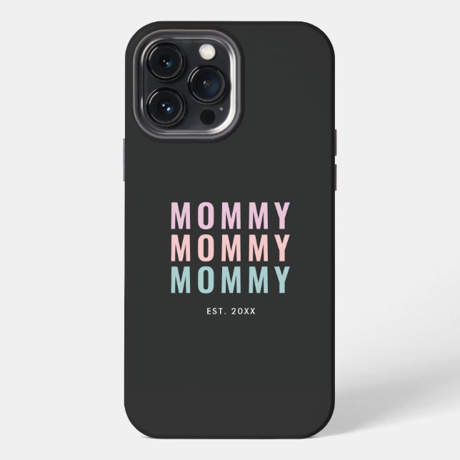 Coque iPhone Maman Colorée Moderne Texte (Verso)