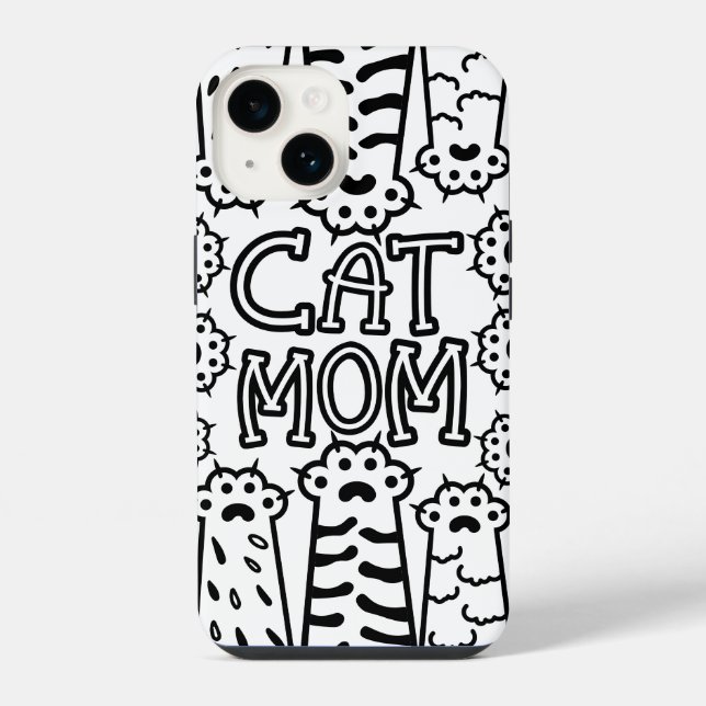 Coque iPhone Maman de chat monochrome (Verso)