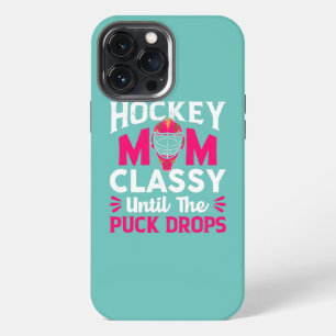Etui iPhone 13 Pro Max Maman de hockey élégante jusqu'à la chute du palet