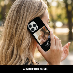 Coque iPhone 15 Pro Maman Établie Écriture Élégante Blanche Photo
