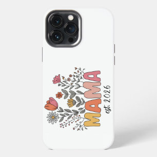 Etui iPhone 13 Pro Max Maman Fleur Sauvage Année de Création Lettrage Boh
